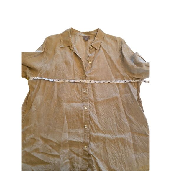 J. Jill Linen Women's Long Sleeve Button Down Shirt Large Khaki Tan - Picture 5 of 7